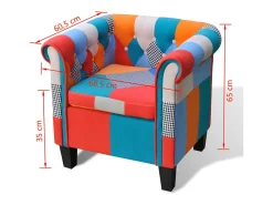 Poltrona*vidaxl Poltrona de tecido com design de retalhos Multicor