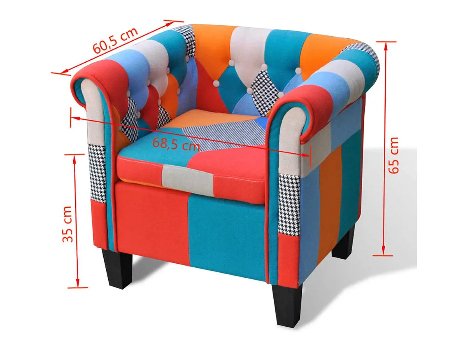 Poltrona*vidaxl Poltrona de tecido com design de retalhos Multicor