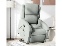 Sale Poltrona elevatória de massagens veludo cinza-claro SHL315419 Cinzento