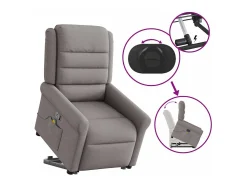Poltrona elevatória de massagens tecido cinzento-acastanhado SHL972753^ Poltrona