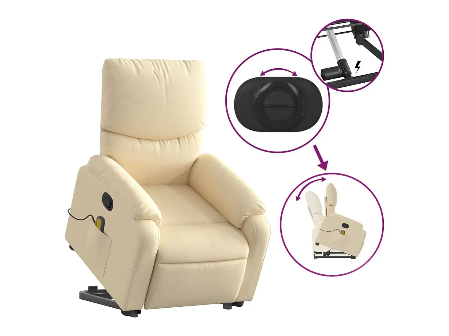 Poltrona elevatória de massagens tecido cor SHL864797 Creme