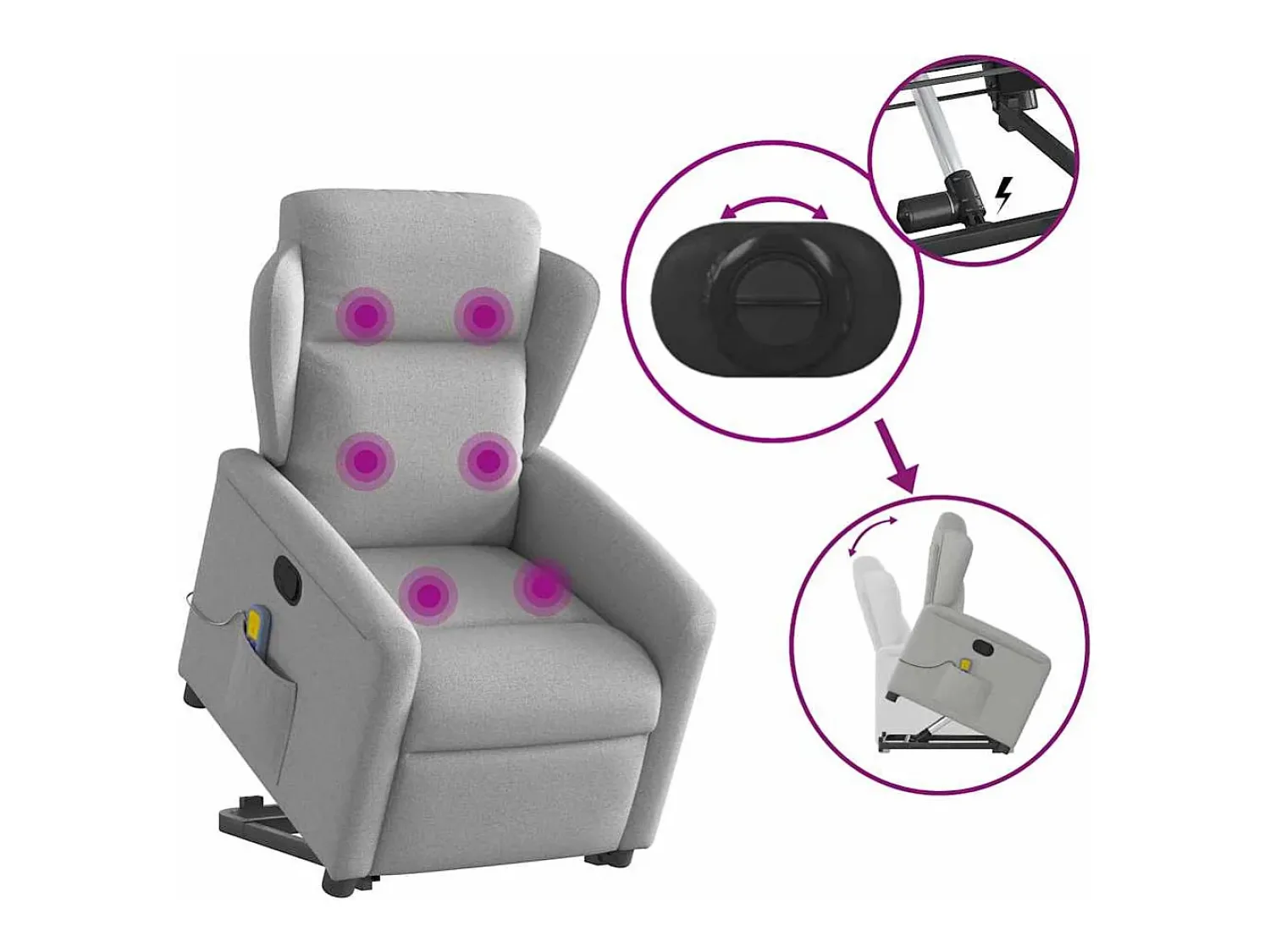 Poltrona* Poltrona elevatória de massagens tecido -nublado SHL153072 Cinzento