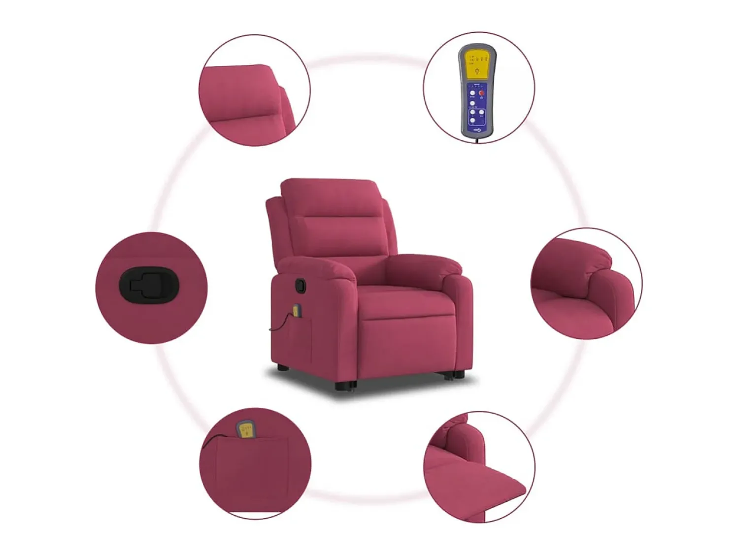 Poltrona| Poltrona elevatória de massagens veludo tinto SHL212627 Vermelho