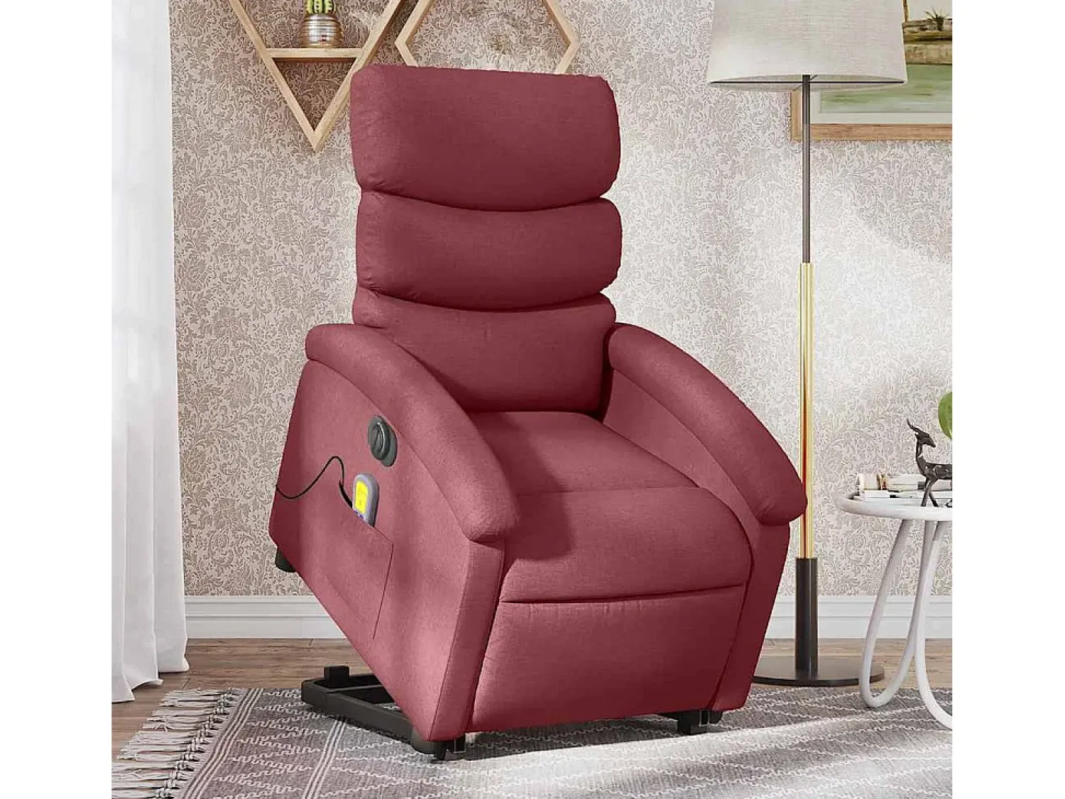 Discount Poltrona elevatória de massagens elétrica tecido tinto SHL159505 Vermelho