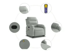 Poltrona| Poltrona elevatória de massagens veludo cinza-claro SHL115287 Cinzento