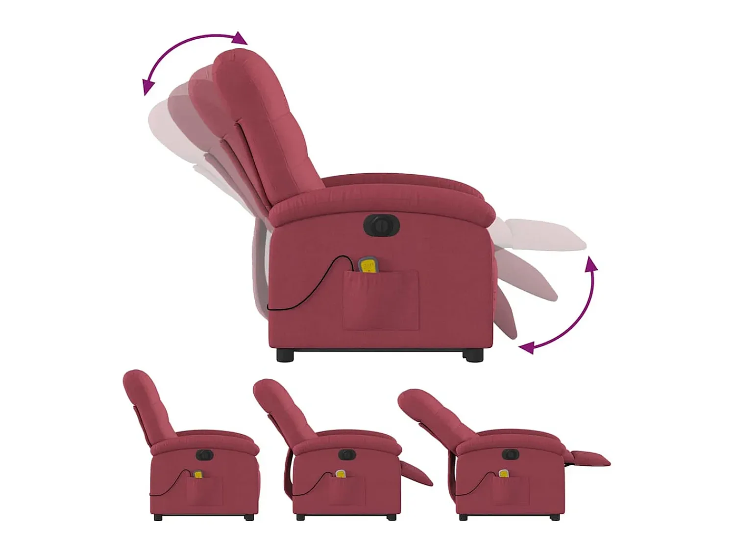 Poltrona| Poltrona elevatória de massagens elétrica tecido tinto SHL390838 Vermelho