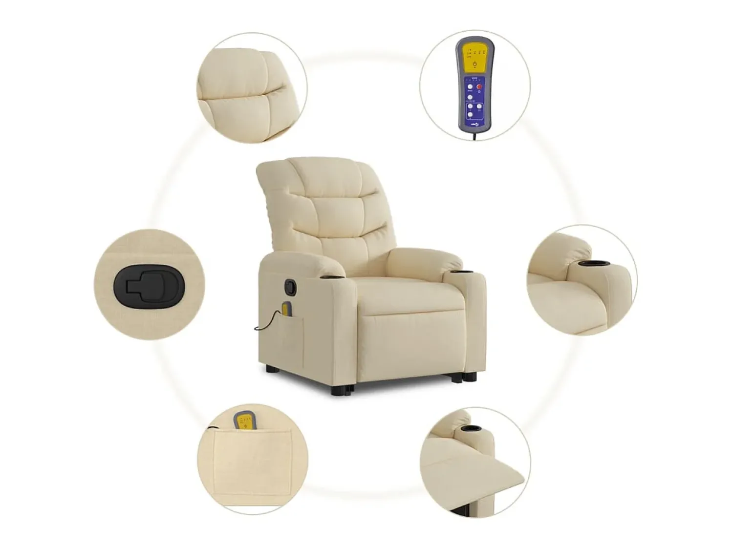 Poltrona| Poltrona elevatória de massagens tecido cor SHL413452 Creme