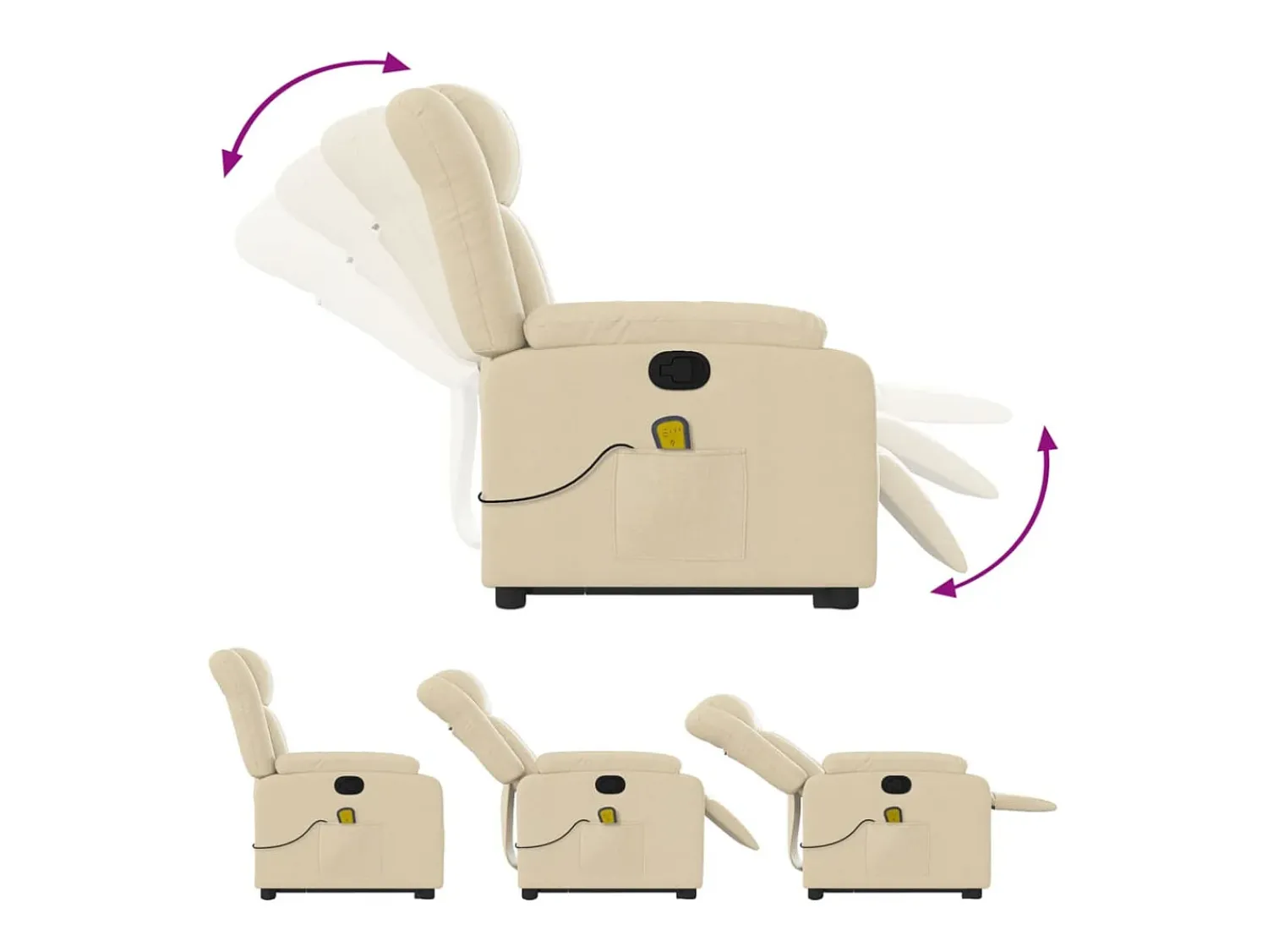 Sale Poltrona elevatória de massagens tecido cor SHL789544 Creme