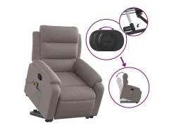 Clearance Poltrona elevatória de massagens tecido cinzento-acastanhado SHL925689 Taupe