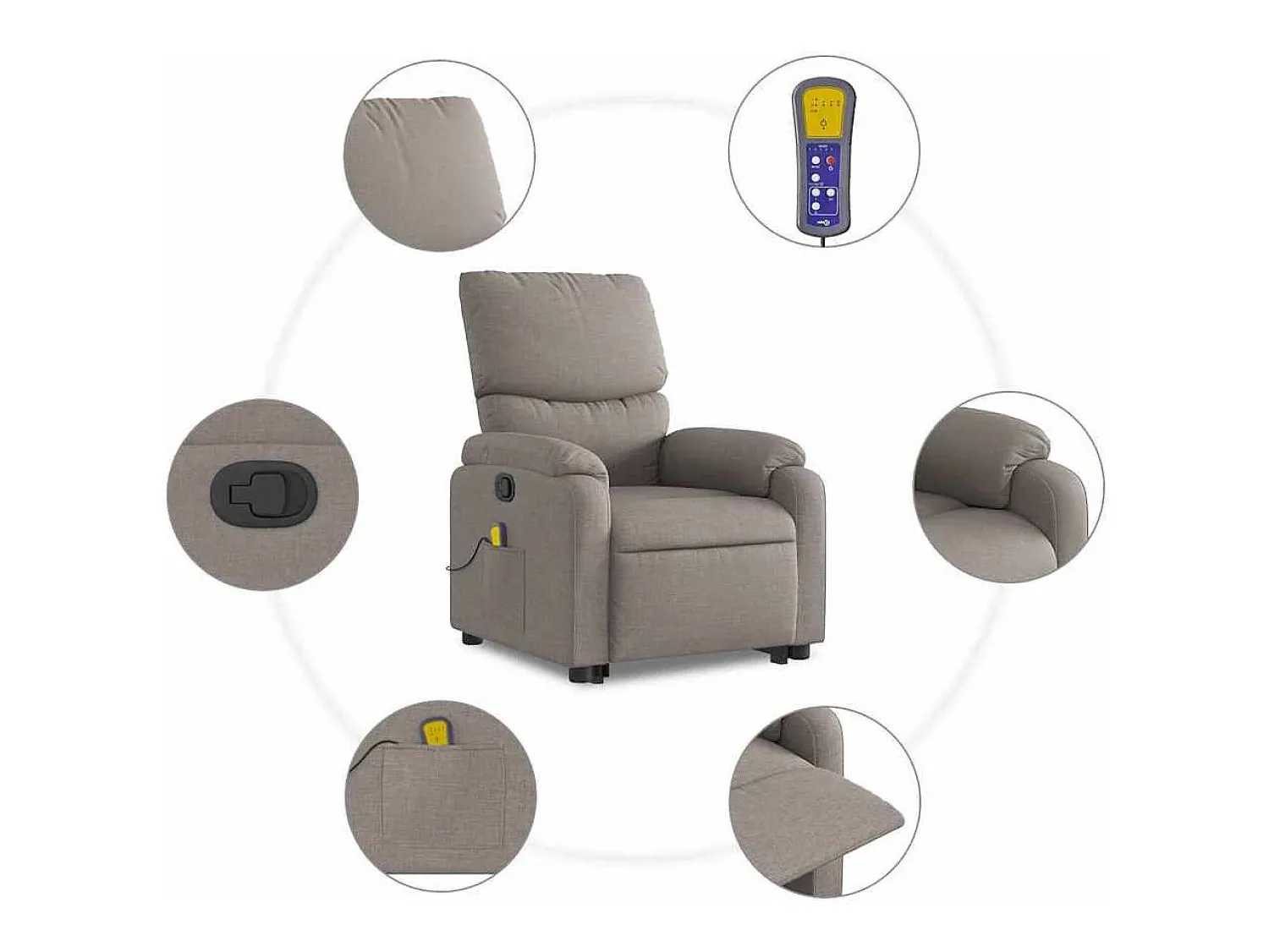 Poltrona elevatória de massagens tecido cinzento-acastanhado SHL111412^ Poltrona