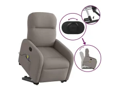 Sale vidaxl Poltrona elevatória de massagens tecido cinzento-acastanhado Taupe