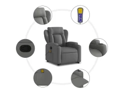 Sale Poltrona elevatória de massagens tecido cinzento-escuro SHL26090 Cinza antracite