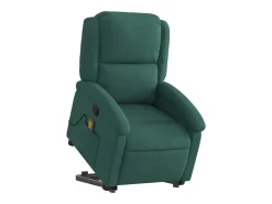 New Poltrona elevatória de massagens veludo verde-escuro SHL74202 Verde pinho