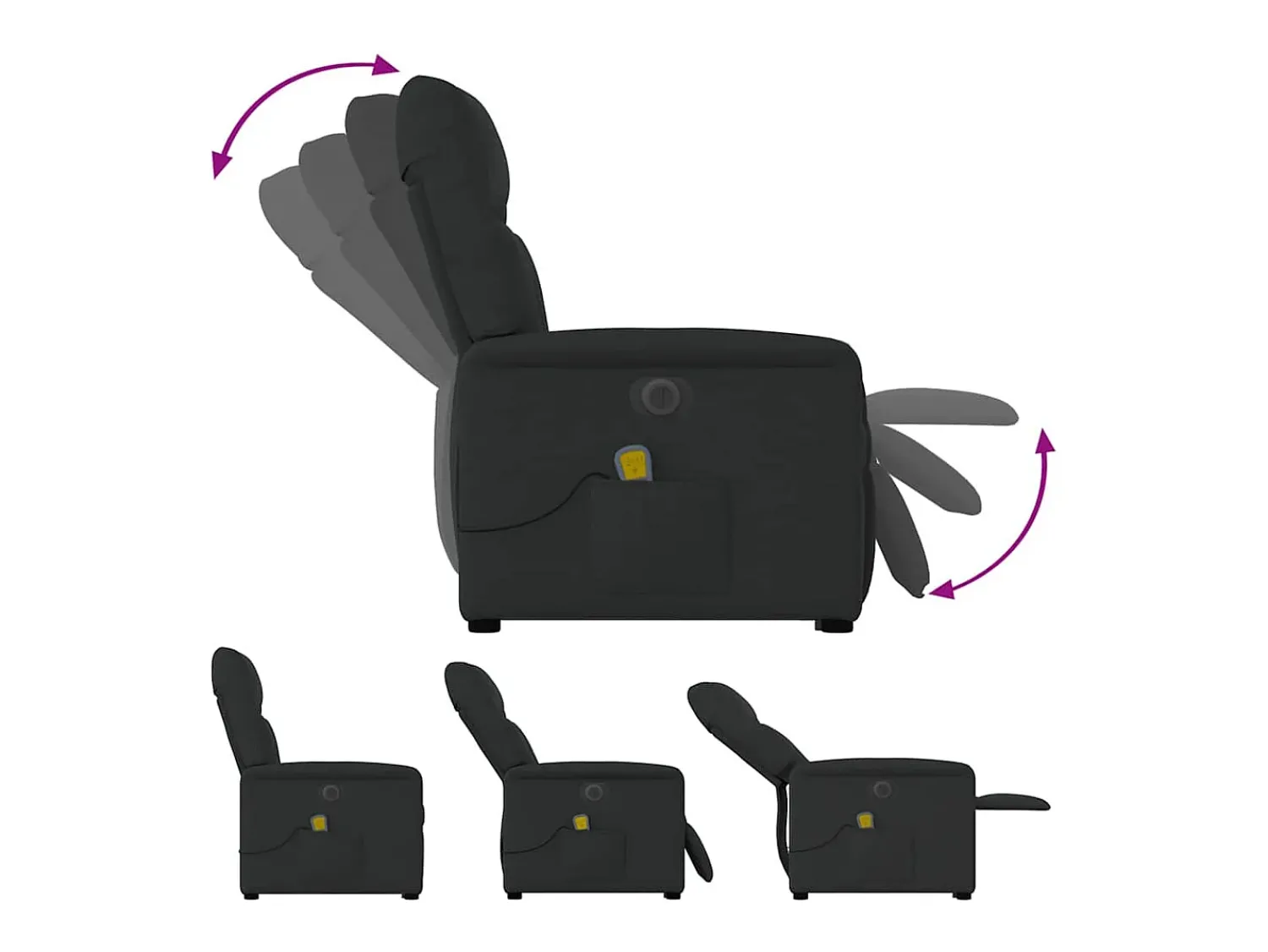 New Poltrona elétrica elevatória massagens tecido SHL9081 Preto