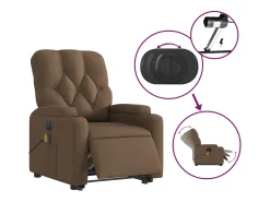 vidaxl Poltrona elétrica elevatória massagens tecido^ Poltrona