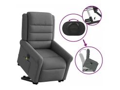 Poltrona elétrica elevatória massagens tecido cinzento-escuro SHL550231^ Poltrona