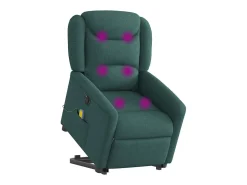 Poltrona elétrica elevatória massagens tecido verde-escuro SHL6925^ Poltrona