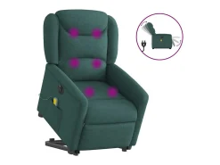 Poltrona elétrica elevatória massagens tecido verde-escuro SHL6925^ Poltrona