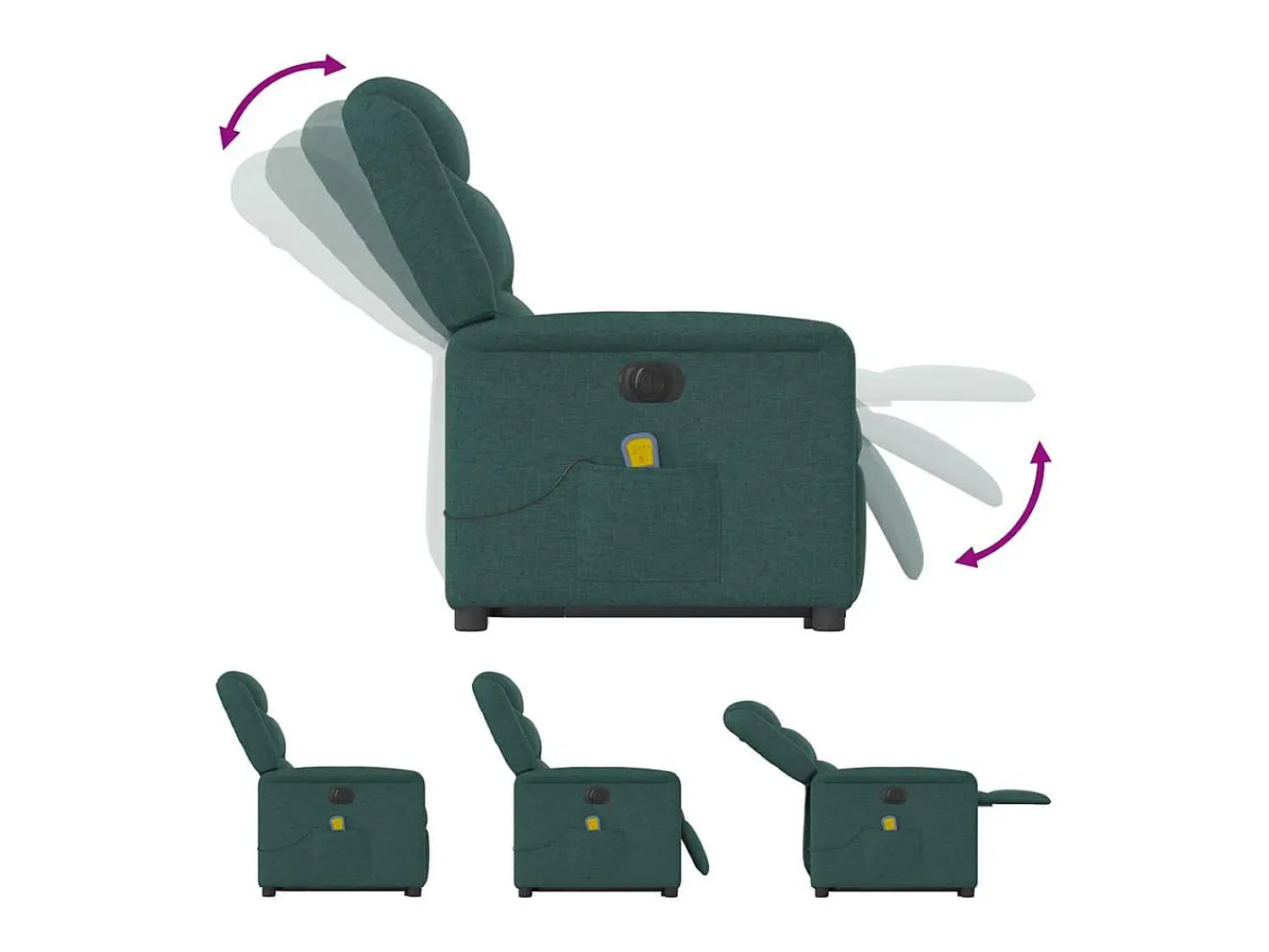 Poltrona elétrica elevatória massagens tecido verde-escuro SHL6925^ Poltrona