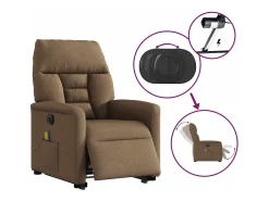 Poltrona| Poltrona elétrica elevatória massagens tecido SHL859588 Castanho