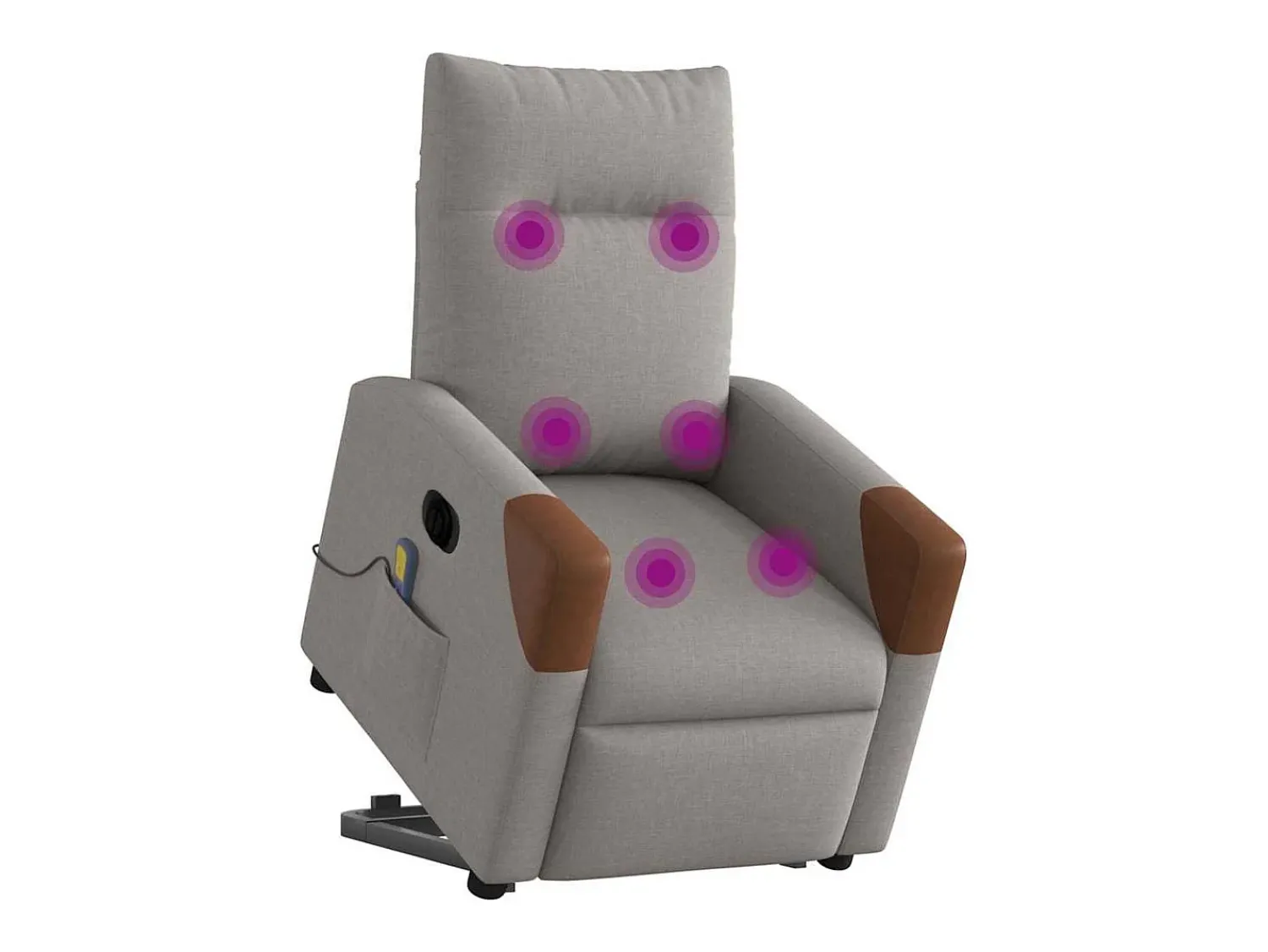 Poltrona elétrica elevatória massagens tecido cinza-acastanhado SHL33117^ Poltrona