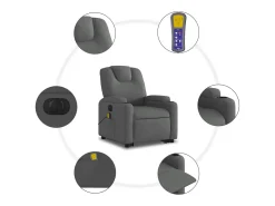 Outlet Poltrona elétrica elevatória massagens tecido cinzento-escuro SHL628220 Cinza antracite