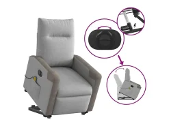 Online Poltrona elétrica elevatória massagens tecido -nublado SHL627395 Cinzento