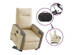 Clearance Poltrona elétrica elevatória massagens tecido SHL848602 Creme