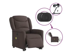 Poltrona elétrica elevatória massagens tecido -escuro SHL582530^ Poltrona