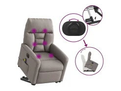 Outlet Poltrona elétrica elevatória massagens tecido cinza-acastanhado SHL23513 Taupe