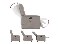 Outlet Poltrona elétrica elevatória massagens tecido cinza-acastanhado SHL23513 Taupe