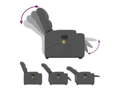 Poltrona elétrica elevatória massagens tecido cinzento-escuro SHL927994^ Poltrona