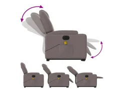 Poltrona elétrica elevatória massagens tecido cinza-acastanhado SHL624390^ Poltrona