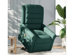Hot Poltrona elétrica elevatória massagens tecido verde-escuro SHL944228 Verde pinho
