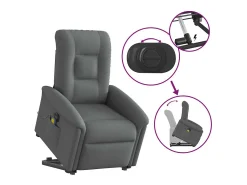Poltrona elétrica elevatória massagens tecido cinzento-escuro SHL807448^ Poltrona