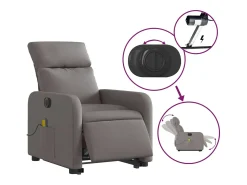 Poltrona| Poltrona elétrica elevatória massagens tecido cinza-acastanhado SHL351508 Taupe