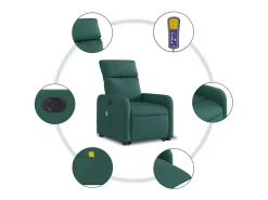 Poltrona elétrica elevatória massagens tecido verde-escuro SHL633421 Verde pinho