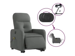 Poltrona elétrica elevatória massagens tecido cinzento-escuro SHL706744^ Poltrona