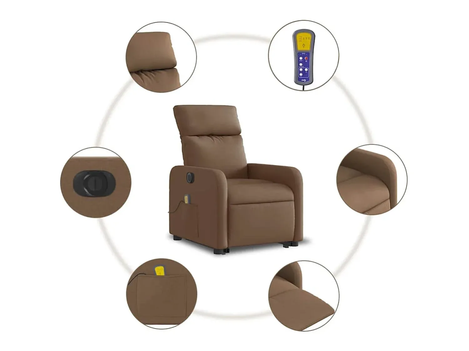 Poltrona* Poltrona elétrica elevatória massagens tecido SHL409035 Castanho