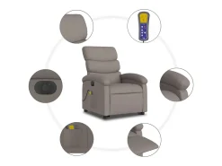 Poltrona| Poltrona elétrica elevatória massagens tecido cinza-acastanhado SHL106098 Taupe