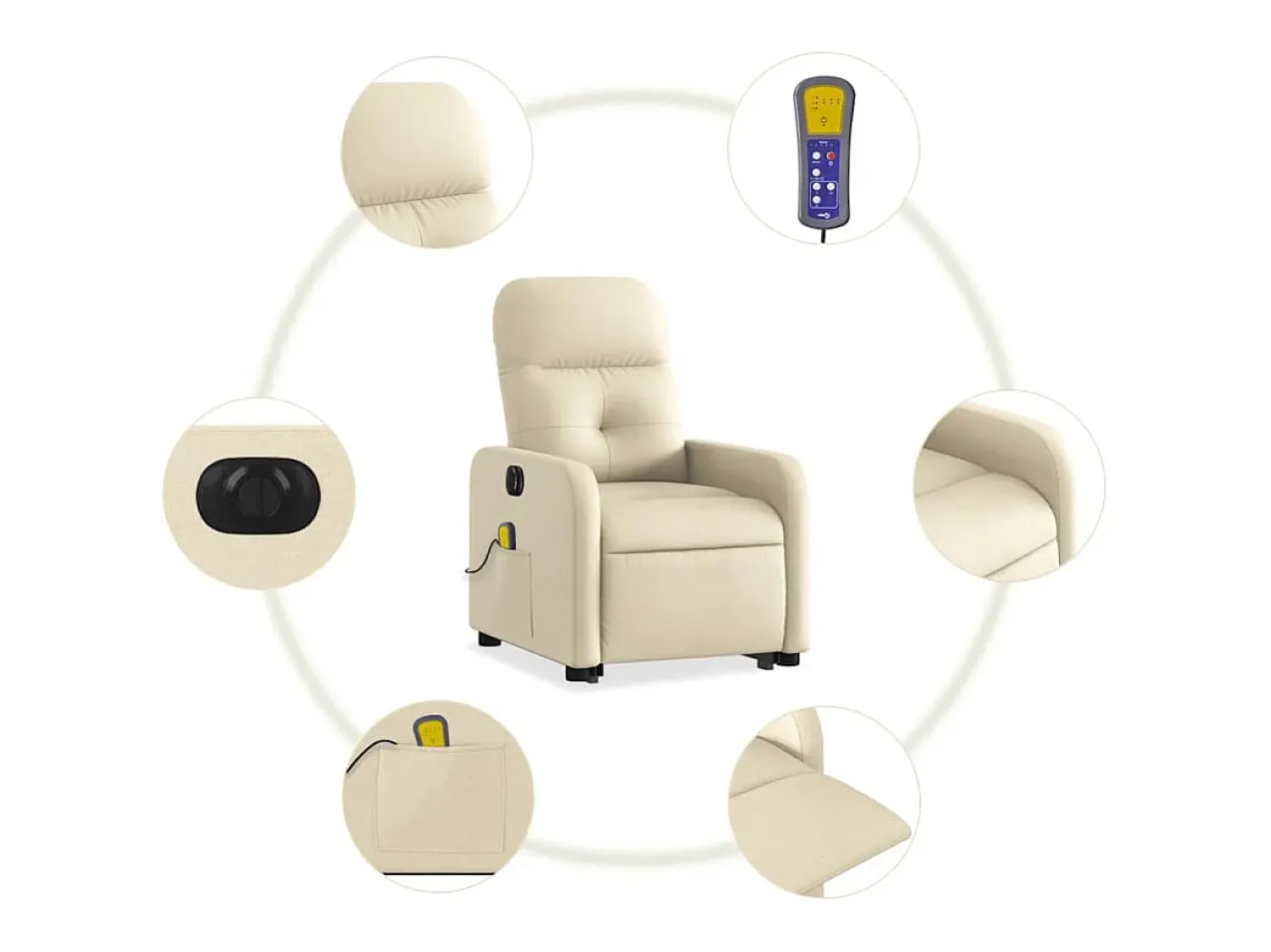 Poltrona* Poltrona elétrica elevatória massagens tecido SHL174229 Creme