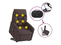 Discount Poltrona elétrica elevatória massagens tecido -escuro SHL104071 Castanho