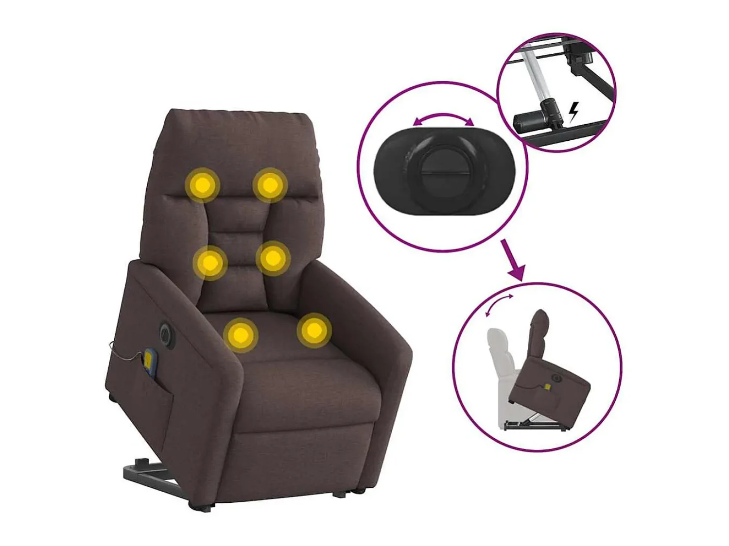 Discount Poltrona elétrica elevatória massagens tecido -escuro SHL104071 Castanho