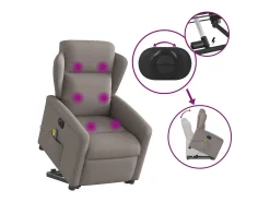Poltrona* Poltrona elétrica elevatória massagens tecido cinza-acastanhado SHL113899 Taupe