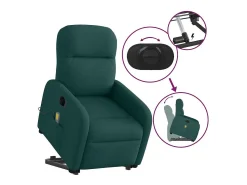 Sale vidaxl Poltrona elétrica elevatória massagens tecido -escuro Verde