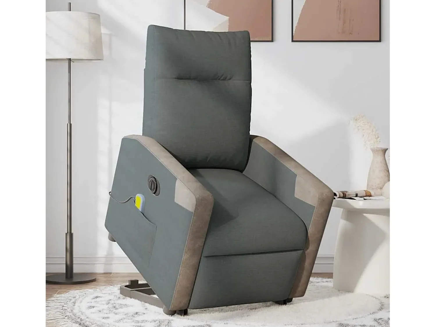 Poltrona| Poltrona elétrica elevatória massagens tecido cinzento-escuro SHL593971 Cinza antracite
