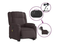 Poltrona elétrica elevatória massagens tecido -escuro SHL659879^ Poltrona
