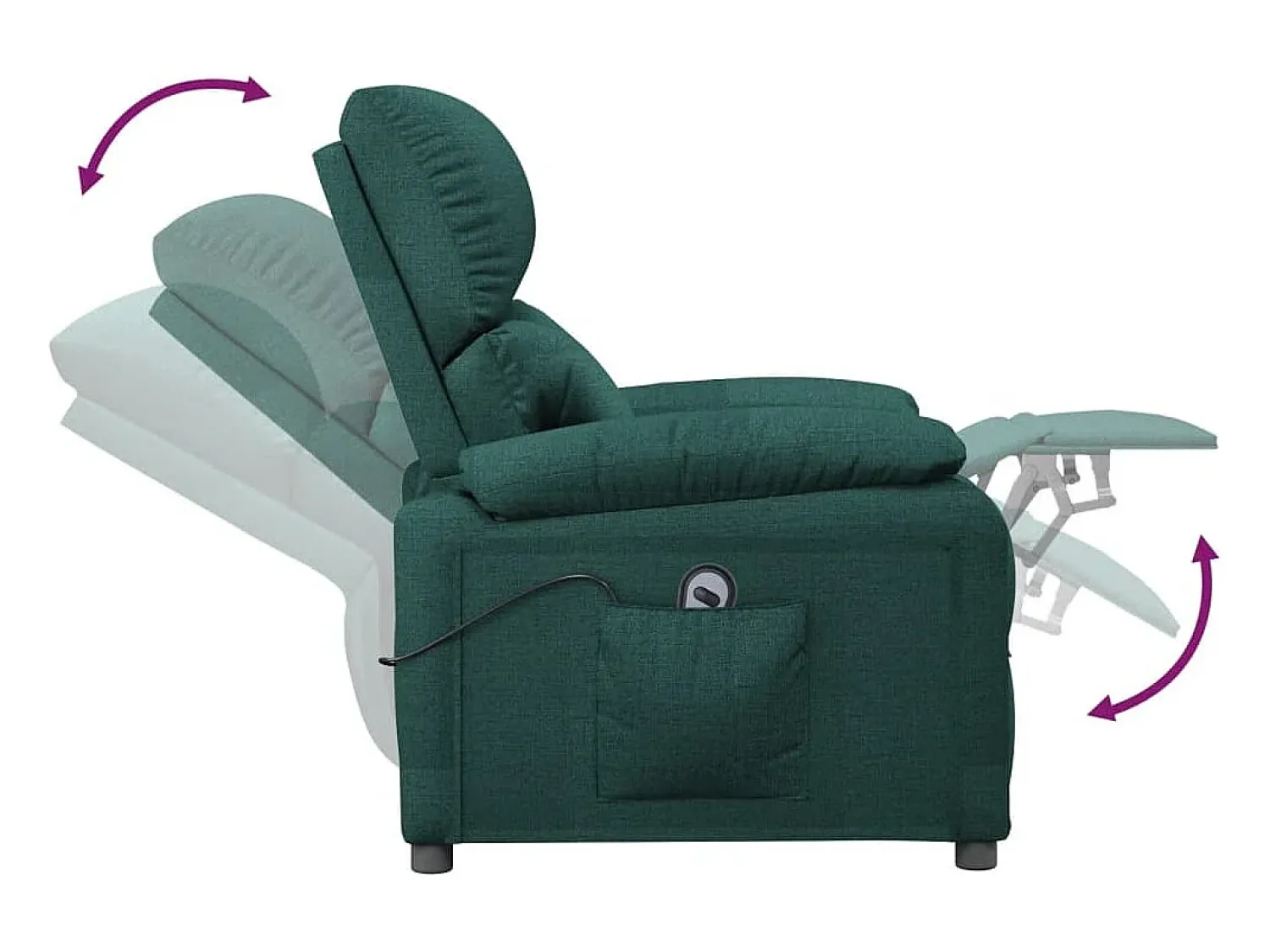 Poltrona| Poltrona elétrica reclinável tecido verde-escuro SHL733041 Verde pinho