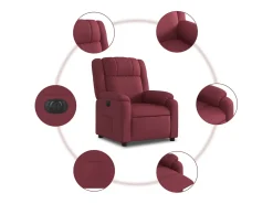 Best vidaxl Poltrona elétrica reclinável tecido tinto Vermelho