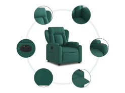 New vidaxl Poltrona elétrica reclinável tecido -escuro Verde
